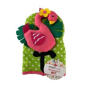 Ritz New Kitchen Friends Decorative Oven Mitt Flamingo Pink Green Polka Dots